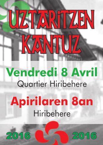 Uztaritzen Kantuz 8 avril 2016